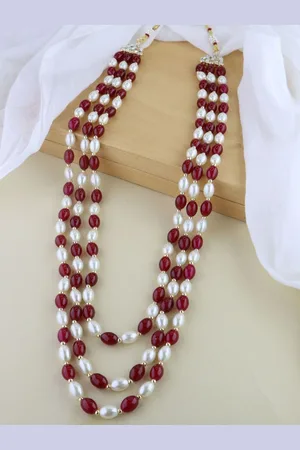I Jewels Men Gold-Plated Stone Studded & Beaded Layered Necklace