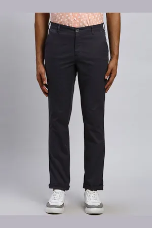 ColorPlus Men Solid Mid-Rise Slim Fit Cotton Trousers