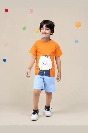 Toonyport Boys Printed Pure Cotton T-shirt with Shorts