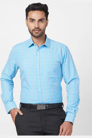 Park Avenue Spread Collar Long Sleeves Slim Fit Checked Formal Shirt