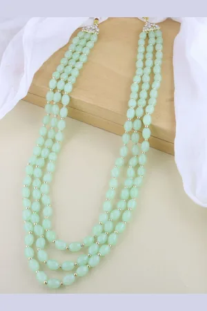 I Jewels Men Gold-Plated Stone Studded & Beaded Layered Necklace