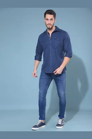 Crimsoune Club Resort Collar Slim Fit Opaque Chest Pocket Cotton Casual Shirt