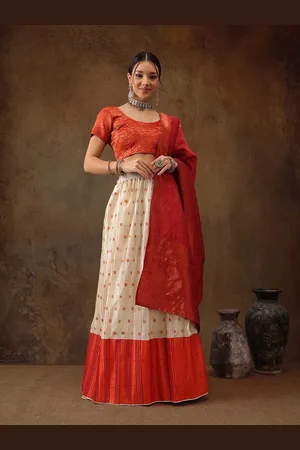 silk land Woven Design Semi-Stitched Lehenga & Unstitched Blouse With Dupatta
