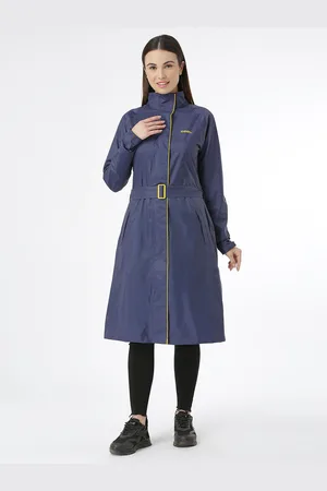 Zeel Women Navy Blue Solid Rain Jacket