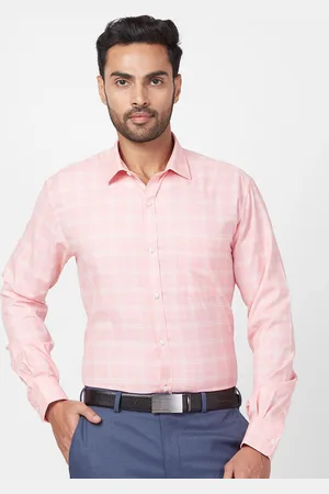 Park Avenue Spread Collar Long Sleeves Slim Fit Checked Formal Shirt
