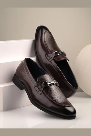 House of Pataudi Men Textured Slip On Formal Loafers