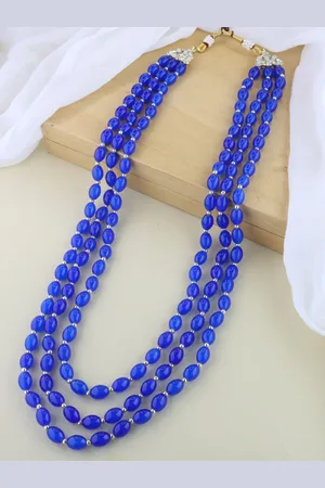 I Jewels Men Gold-Plated Stone Studded & Beaded Layered Necklace