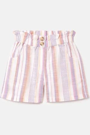 Benetton Girls Striped Pure Cotton Shorts