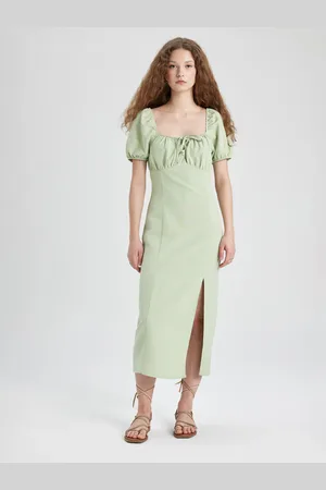 DeFacto Women Puff Sleeve A-Line Midi Dress