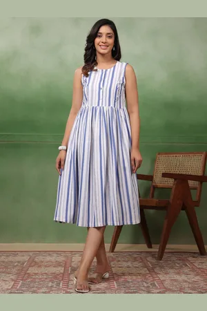 Sangria Striped A-Line Ethnic Dress