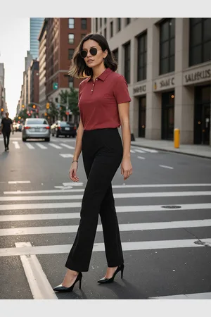 BlissClub Women Black Tall High Waisted Cotton Flare Pants with Pockets