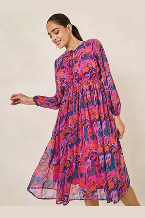 Styli Women Floral Printed A-Line Midi Dress