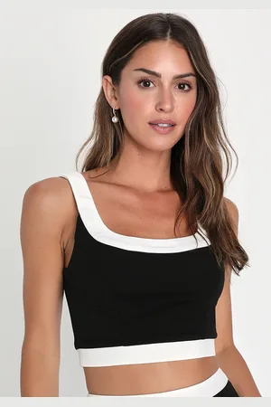 Rare Fashion Square Neck Sleeveless Fitted Crop Top