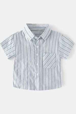 Stylecast Boys Blue & White Spread Collar Striped Regular Fit Cotton Casual Shirt