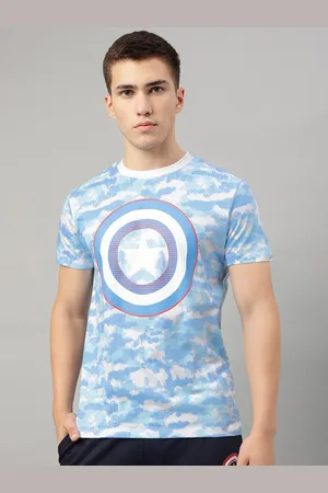 Free Authority Men Cotton Captain America Printed Round Neck T-Shirt