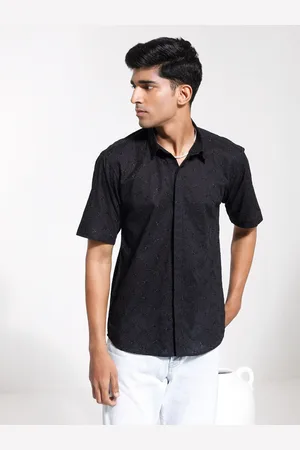 Vastramay Premium Floral Short Sleeves Spread Collar Cotton Opaque Party Shirt