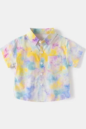 Stylecast Boys White & Yellow Spread Collar Printed Regular Fit Cotton Casual Shirt