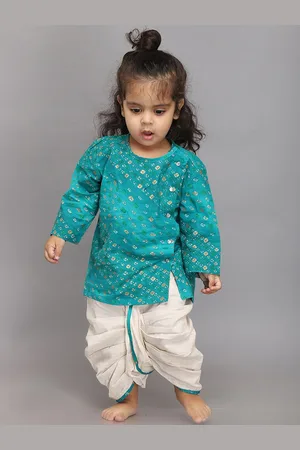 Biglilpeople Boys Bandhani Printed Regular Cotton Silk Kurta & Dhoti Pants