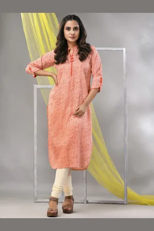 Charukriti Striped Printed Mandarin Collar Straight Kurta