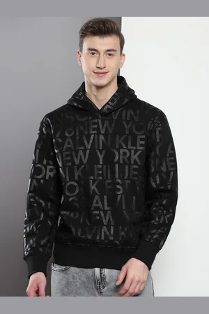 Calvin Klein Typography Printed Hooded Cotton Pullover