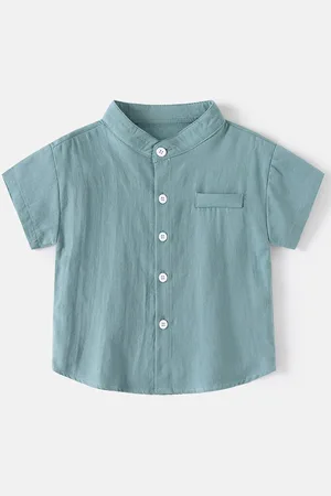 Stylecast Boys Short Sleeves Mandarin Collar Cotton Opaque Casual Shirt