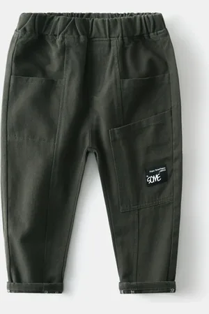Stylecast Boys Olive Green Cotton Mid-Rise Cotton Joggers