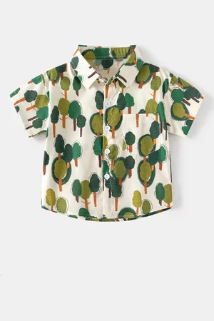 Stylecast Boys Short Sleeves Spread Collar Cotton Opaque Printed Casual Shirt