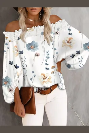 Stylecast Off Shoulder Floral Print Bell Sleeve Top