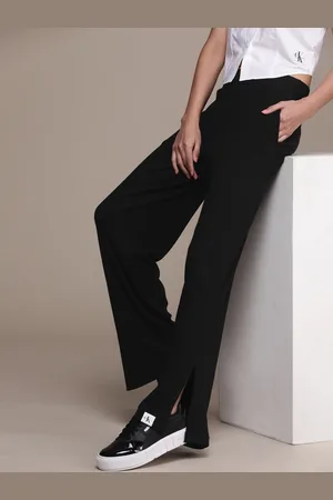 Calvin Klein Women Pure Cotton Straight Fit Slit Trousers