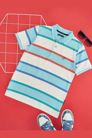 Pantaloons Boys pure cotton Striped V-Neck T-shirt