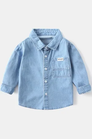 Stylecast Boys Faded Long Sleeves Spread Collar Cotton Opaque Faded Casual Shirt
