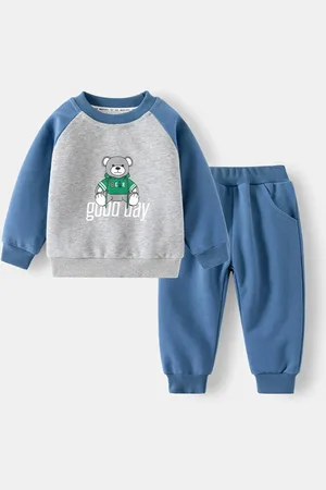Stylecast Blue Boys Printed Round Neck Sweatshirt With Trouser