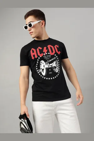 Free Authority Men Cotton Acdc Printed Round Neck T-shirts