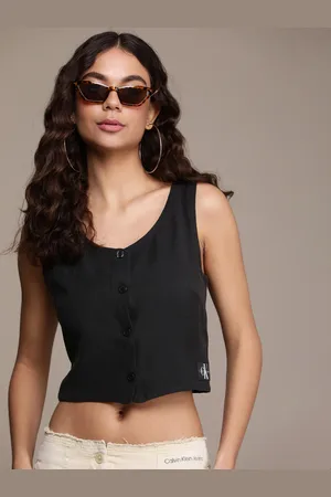 Calvin Klein Solid Sleeveless Crop Top