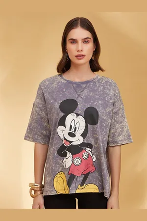 Kazo Mickey Mouse Graphic Printed Round Neck Cotton T-shirt