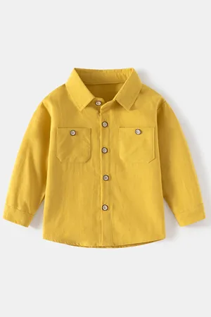 Stylecast Boys Yellow Spread Collar Cotton Casual Shirt