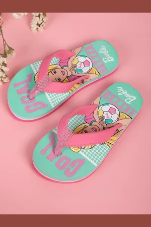 Kidsville Girls Barbie Printed Rubber Thong Flip Flops