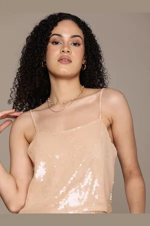 Calvin Klein Embellished Shoulder Straps Sequined Crop Top