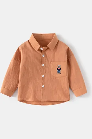 Stylecast Boys Long Sleeves Spread Collar Cotton Opaque Casual Shirt