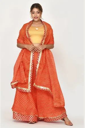 Silvermerc Designs Leheriya Printed Ready to Wear Lehenga & Unstitched Blouse With Dupatta