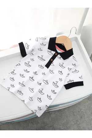 Stylecast Boys Graphic Printed Polo Collar Pure Cotton T-shirt