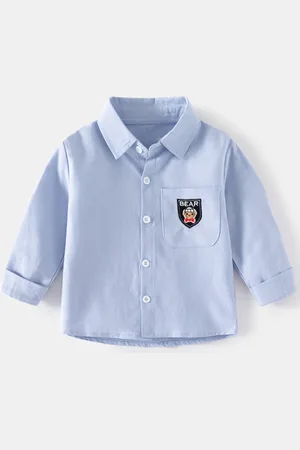 Stylecast Boys Blue Spread Collar Cotton Casual Shirt