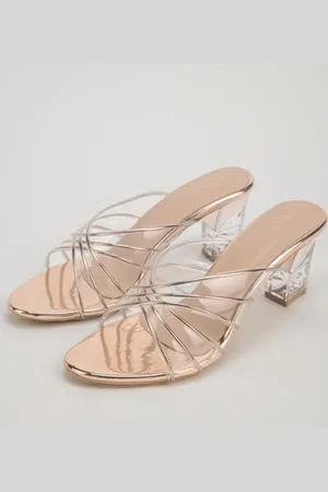 THE WHITE POLE Textured Open Toe Block Heels