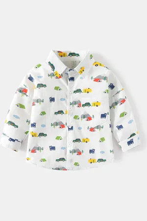 Stylecast Boys Long Sleeves Spread Collar Cotton Opaque Printed Casual Shirt