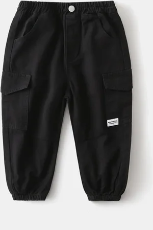 Stylecast Boys Black Mid-Rise Cotton Joggers