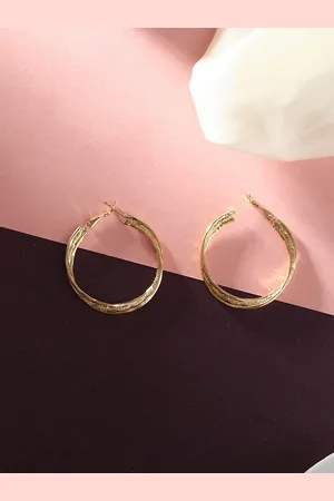 Adwitiya Collection Gold-Plated Twisted Classic Hoop Earrings