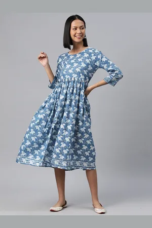 Kalini Conversational Printed Cotton A-Line Midi Dress