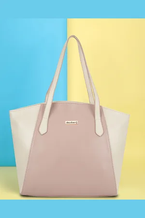 DressBerry Pink Whit Colourblocked Oversized Shopper Shoulder Bag