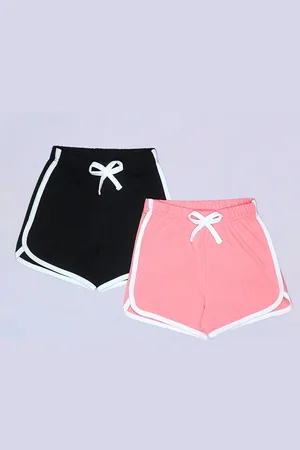 BE AWARA Girls Pack of 2 Cotton Hot Pants