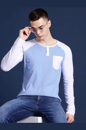 HANCOCK Men Colourblocked Pure Pure Cotton Pocket T-shirt